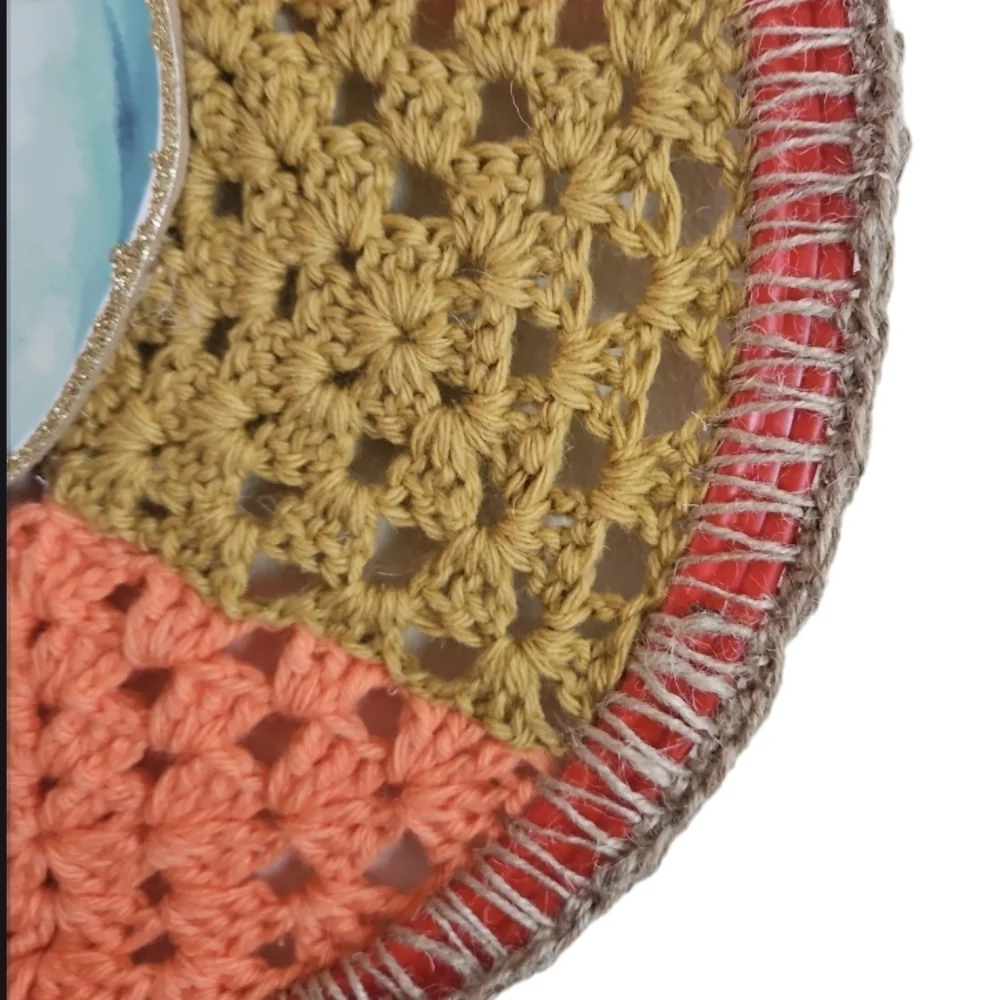 Handcrafted holiday wreath fall crochet pumpkin wall decor floral gnome collage